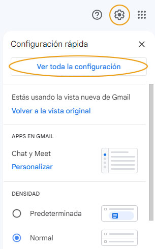 Acceder a la configuración de Gmail